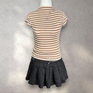 WE THE FREE Lola Striped Tee Women's XS Brown Bohemian Grunge Shabby Chic Y2K